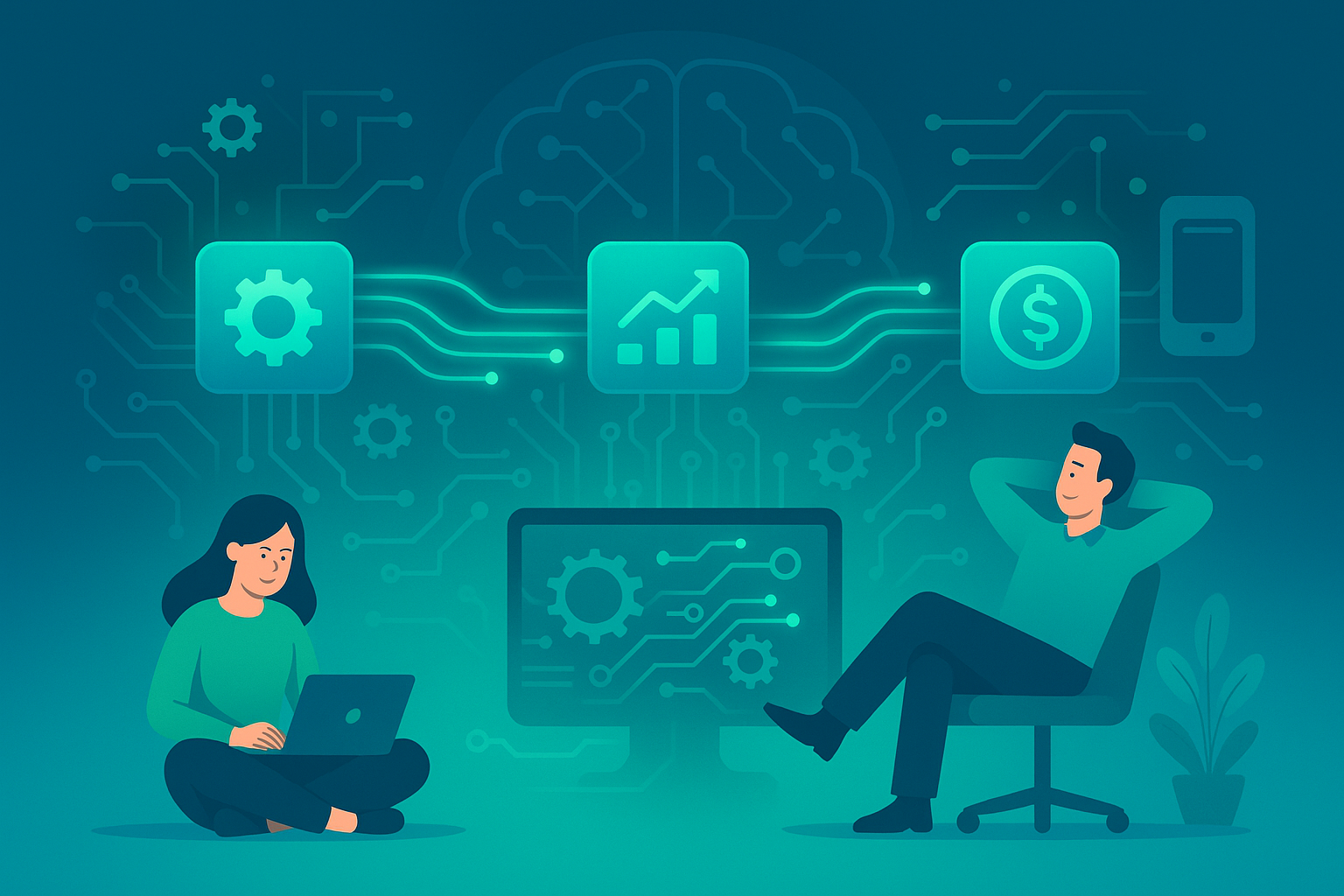 Automated business workflow illustration